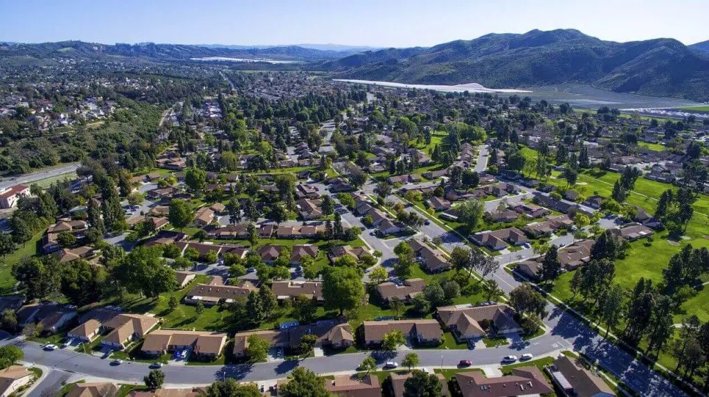 Drone aerial view on residential area