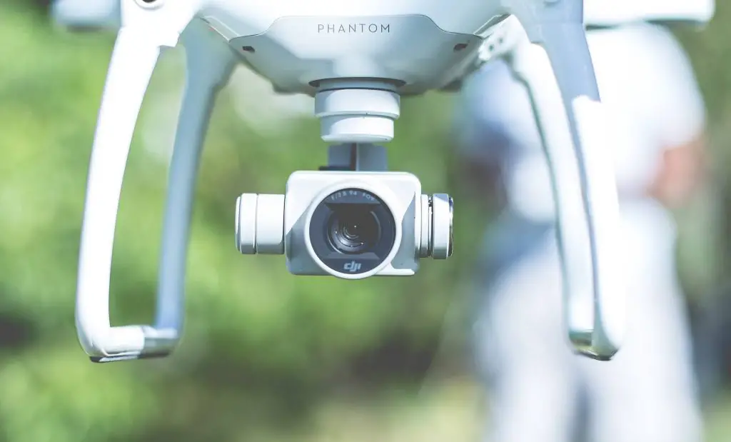 DJI drone close-up of gimbal and camera