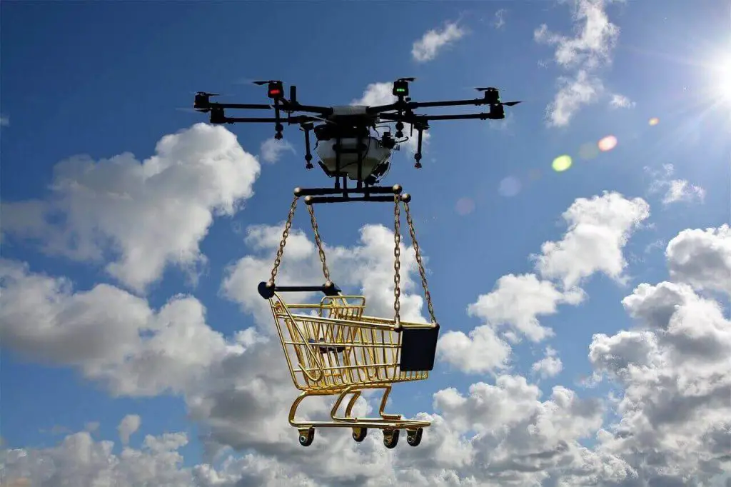 Drone Carries Shopping Cart