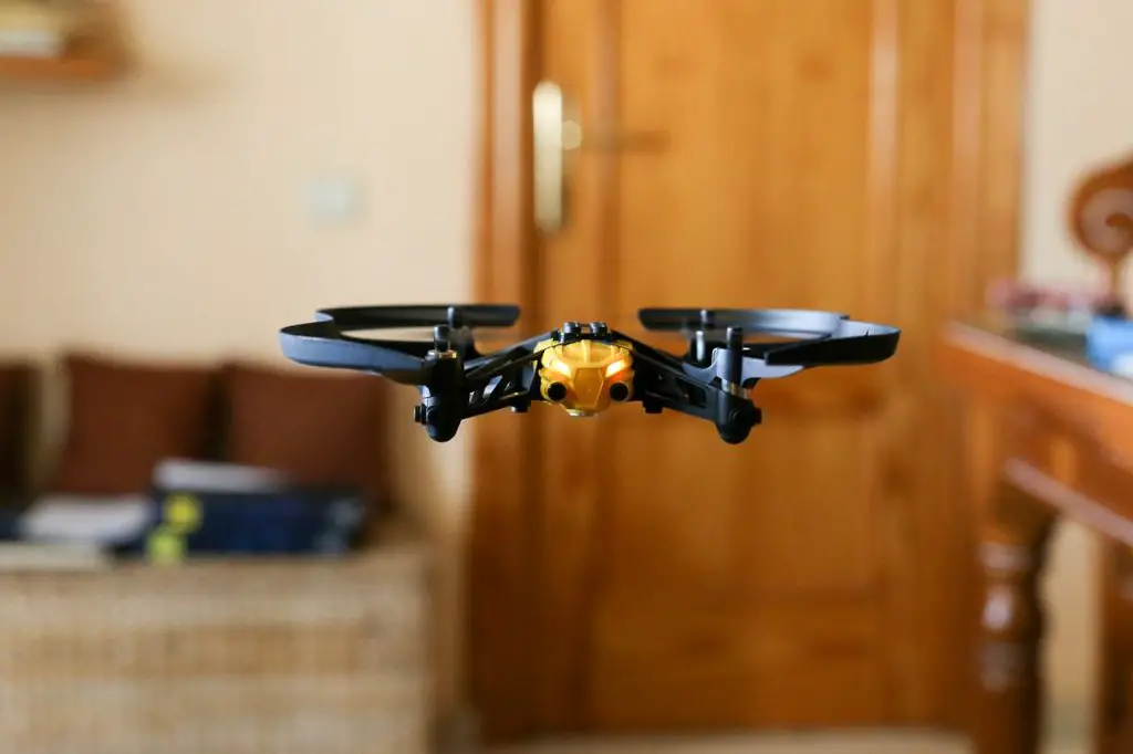 Toy drone flying indoors